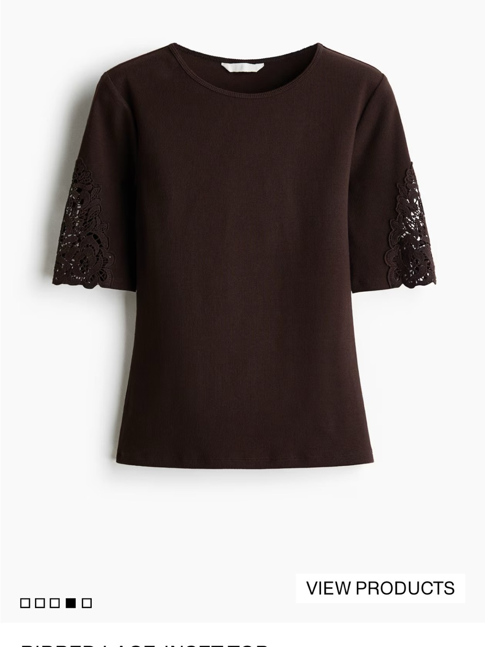 H&M Black Short-Sleeve Tee with Lace Sleeve Insets